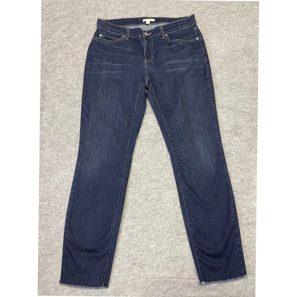 Eileen Fisher Organic Cotton Stretch Slim Low RiseJeans Size 6 Raw Hem